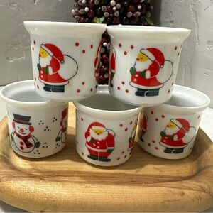 Vintage MCM set Of 5 Christmas Mini Candle Holders Santa Made In Japan